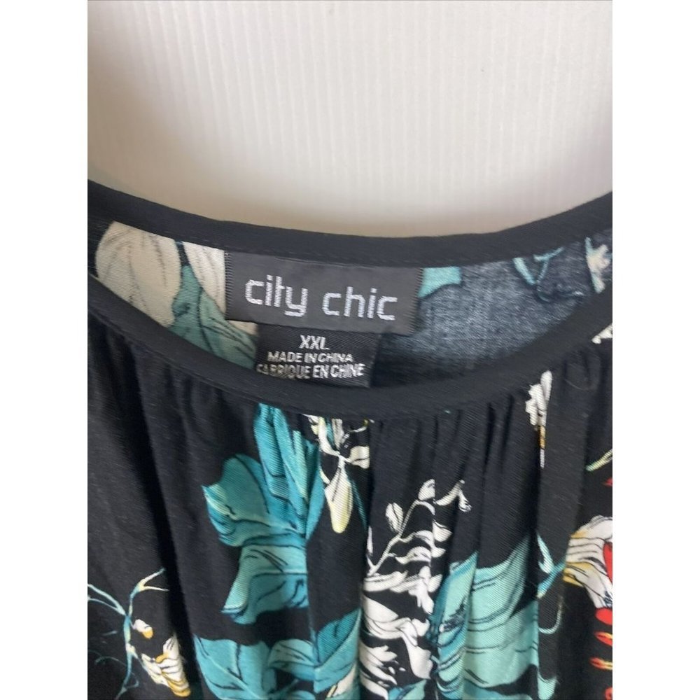 City Chic Size XXL 24 Women's Maxi Dress Sleeveless Black Floral - Picture 5 of 8